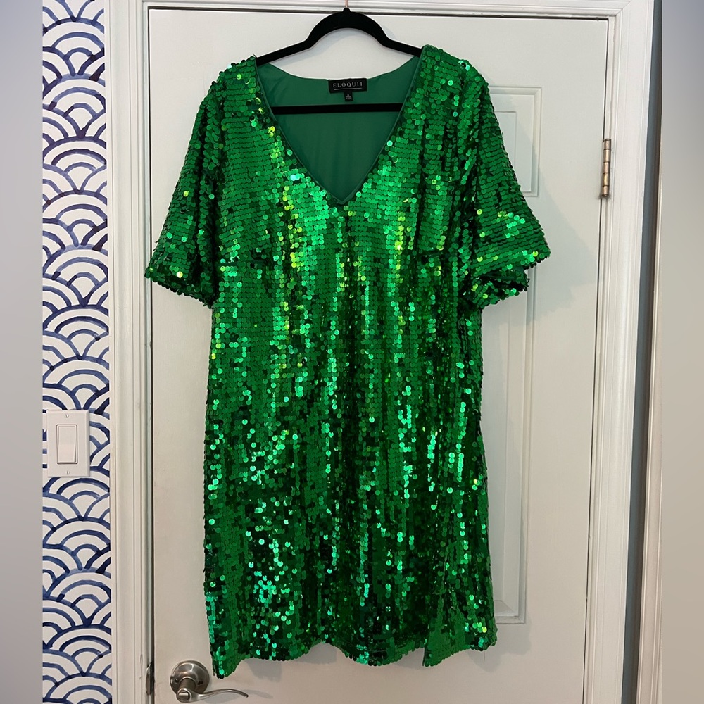Eloquii sz 16 emerald sequin dress. Eras tour fit